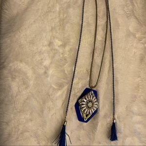 Long Blue Pendant Necklace